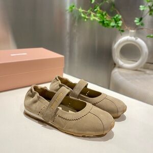 Miu Miu Beige Flats with Strap